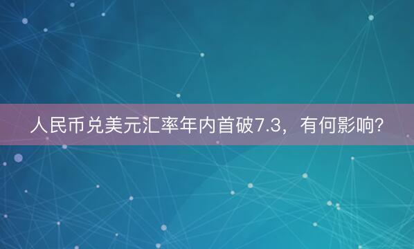 人民币兑美元汇率年内首破7.3，有何影响？