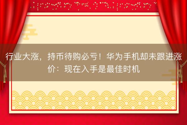 行业大涨，持币待购必亏！华为手机却未跟进涨价：现在入手是最佳时机