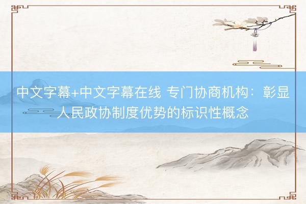中文字幕+中文字幕在线 专门协商机构：彰显人民政协制度优势的标识性概念