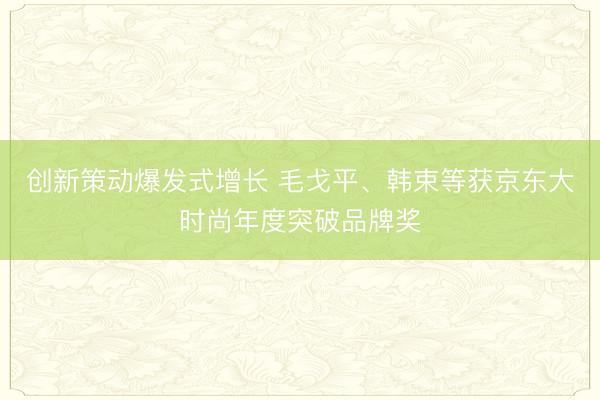 创新策动爆发式增长 毛戈平、韩束等获京东大时尚年度突破品牌奖