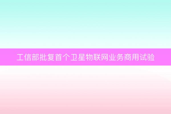 工信部批复首个卫星物联网业务商用试验