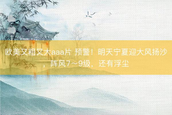 欧美又粗又大aaa片 预警！明天宁夏迎大风扬沙，阵风7～9级，还有浮尘
