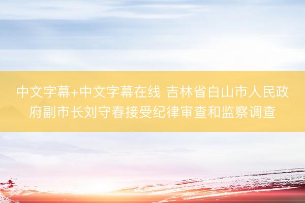 中文字幕+中文字幕在线 吉林省白山市人民政府副市长刘守春接受纪律审查和监察调查