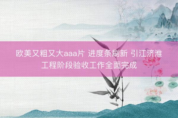 欧美又粗又大aaa片 进度条刷新&amp;#32;引江济淮工程阶段验收工作全面完成