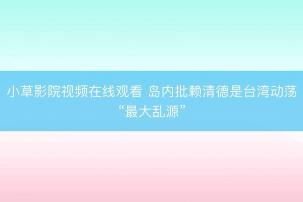 小草影院视频在线观看 岛内批赖清德是台湾动荡“最大乱源”