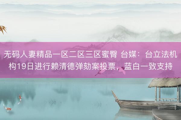 无码人妻精品一区二区三区蜜臀 台媒：台立法机构19日进行赖清德弹劾案投票，蓝白一致支持