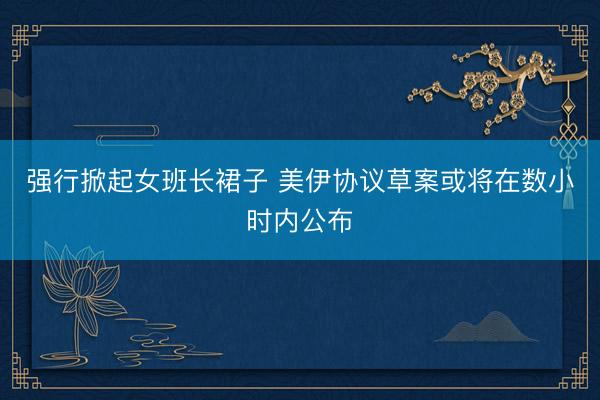 强行掀起女班长裙子 美伊协议草案或将在数小时内公布
