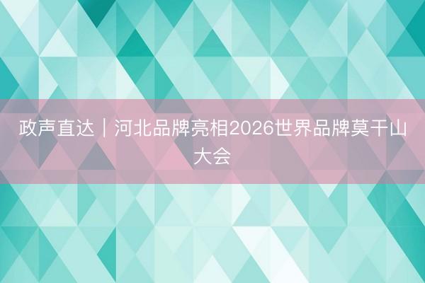 政声直达｜河北品牌亮相2026世界品牌莫干山大会