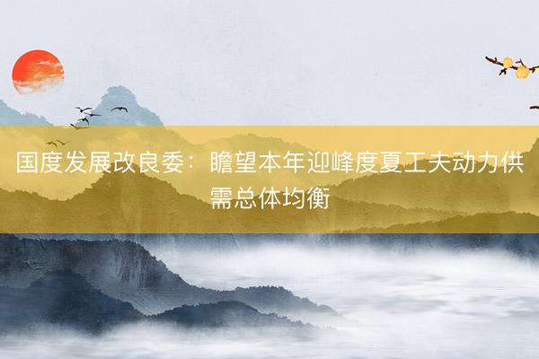 国度发展改良委：瞻望本年迎峰度夏工夫动力供需总体均衡