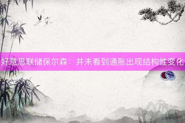 好意思联储保尔森：并未看到通胀出现结构性变化