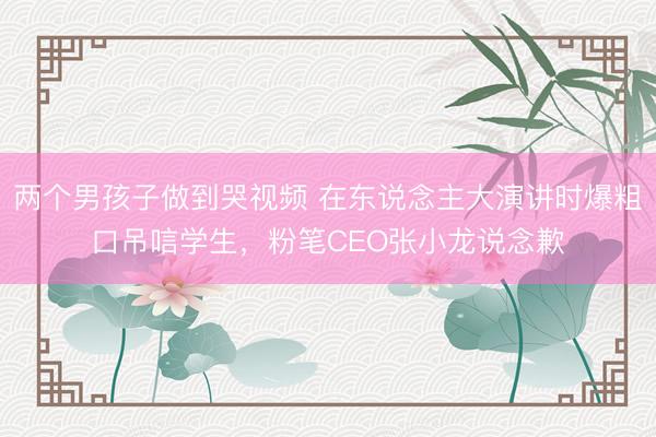 两个男孩子做到哭视频 在东说念主大演讲时爆粗口吊唁学生，粉笔CEO张小龙说念歉