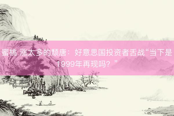 蜜桃 涨太多的颓唐：好意思国投资者舌战“当下是1999年再现吗？”