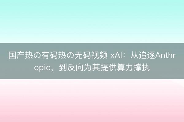 国产热の有码热の无码视频 xAI：从追逐Anthropic，到反向为其提供算力撑执