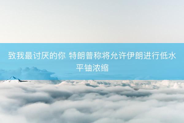 致我最讨厌的你 特朗普称将允许伊朗进行低水平铀浓缩