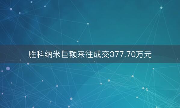 胜科纳米巨额来往成交377.70万元